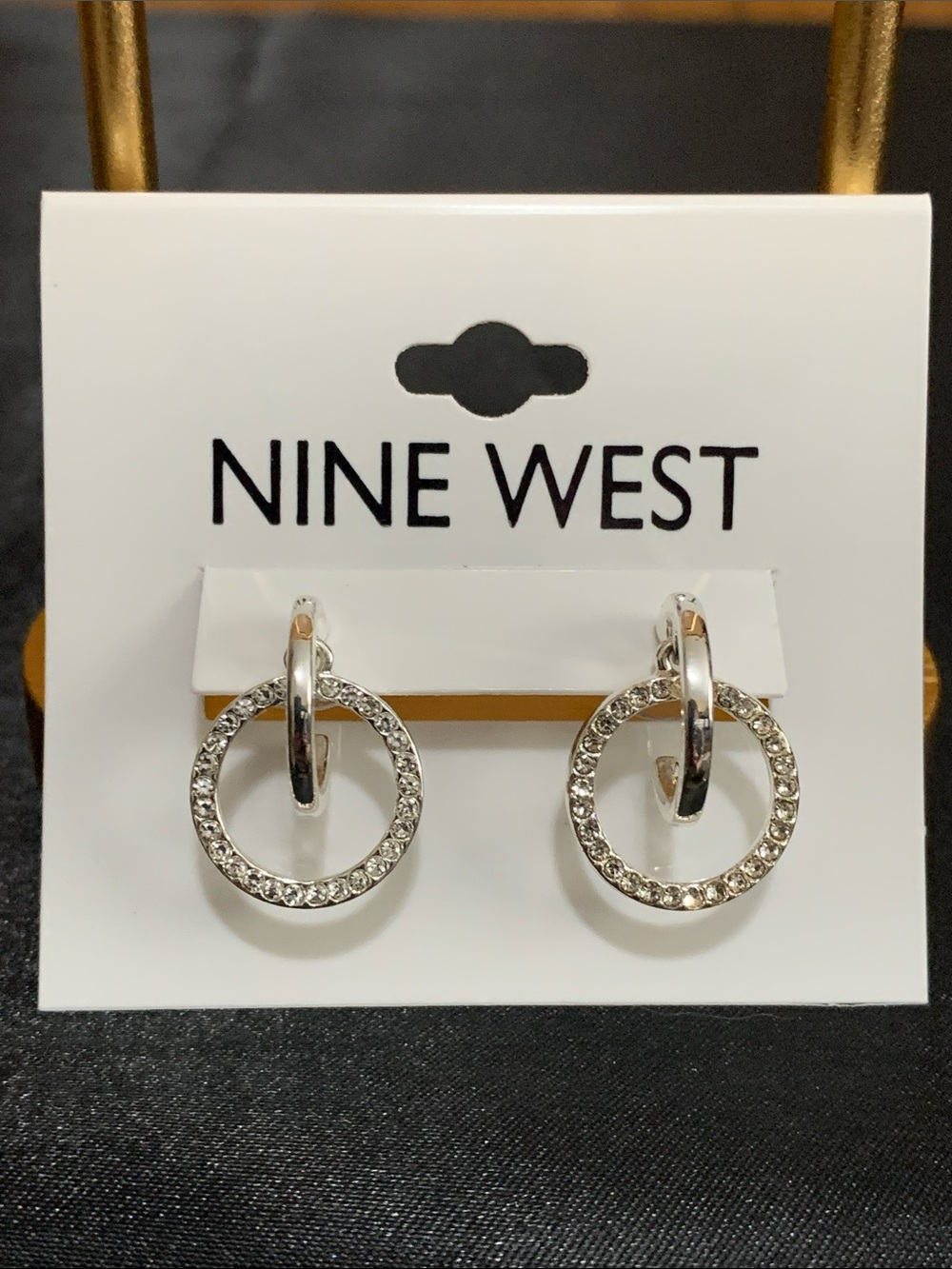NWT Nine West silver tone clear stone earrings